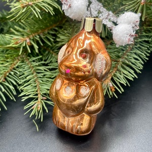 Orange dog Antique glass Christmas ornaments, Xmas glass ornament, 1960s Christmas,vintage Christmas,Gifts ideas,Holiday decor, Winter decor
