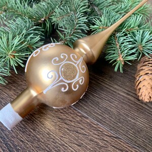 Gold Christmas glass tree topper 10 inch, vintage tree topper Christmas spire, Winter decor, Gifts ideas, Holiday decor, Xmas 2025