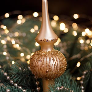 Christmas glass tree topper 18 cm ( 7 inch),vintage tree topper Christmas tree ornaments,Christmas spire,Xmas 2025,Gifts ideas, Winter decor