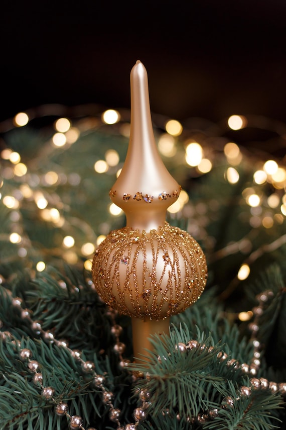 クリスマスガラスツリートッパー 18 cm (7インチ)、ヴィンテージツリー