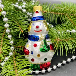 Snowman Christmas glass ornaments, Blown Glass Christmas, Handmade Xmas glass ornament, Christmas decoration Christmas gift 2025