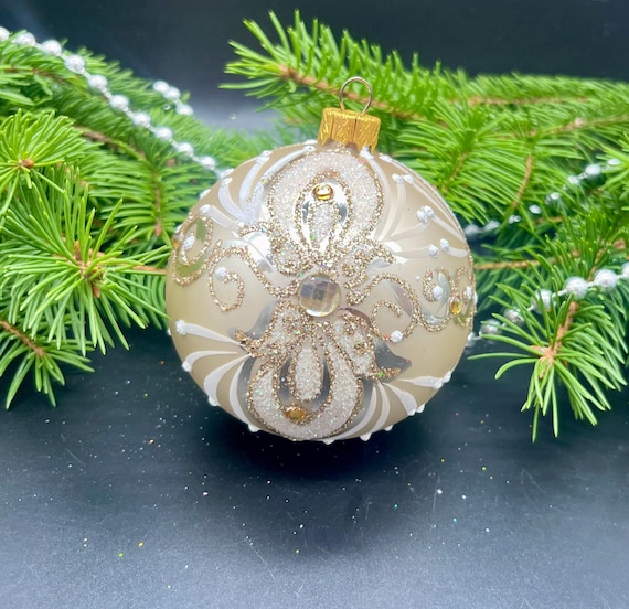 ゴールドクリスマスオーナメント吹きガラスオーナメントホリデー