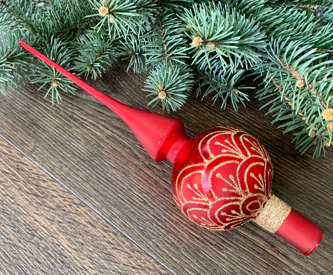Puntale Per Albero Di Natale Rosso - Stella In PVC, 23x6 Cm, Decorazione Natalizia Per Casa, Negozio, Feste