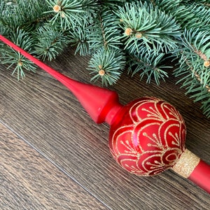 Red Christmas glass tree topper 27cm ( 10.8 inch),vintage tree topper Christmas ornaments ornament, Christmas tree topper top, Christmas
