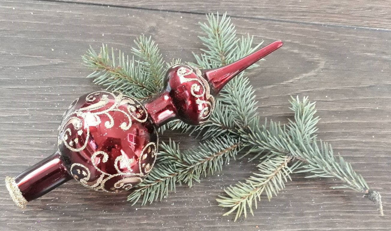 Small Christmas glass tree topper 20 cm 8 inchvintage tree Etsy