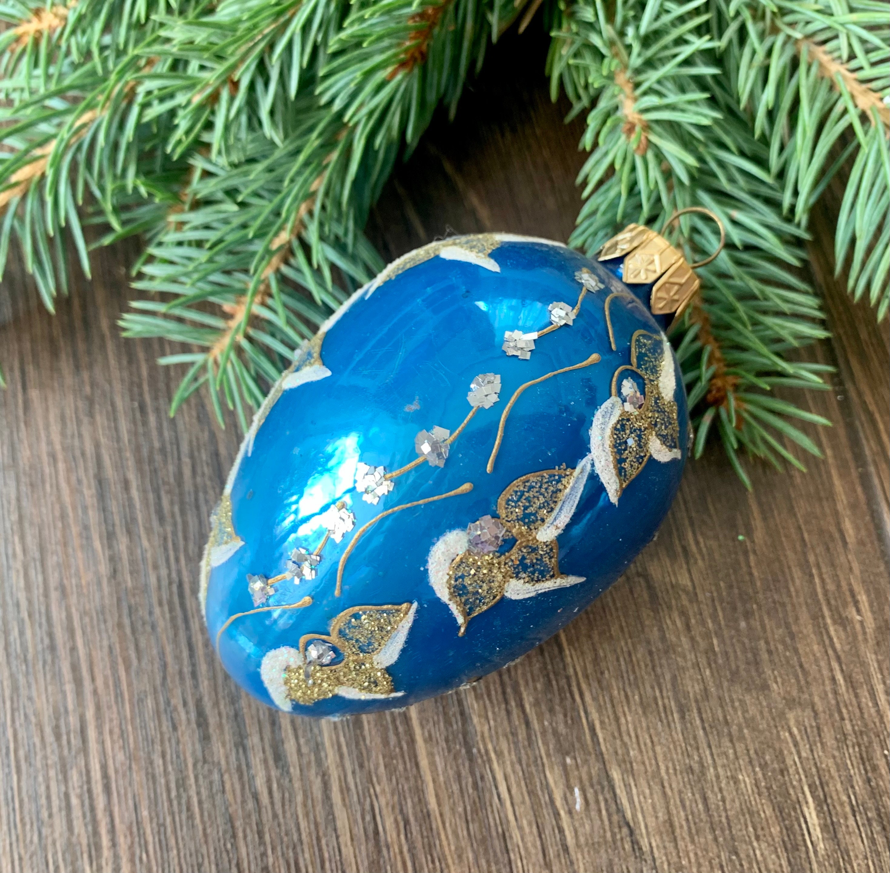 Egg Christmas Glass Ornament Vintage Christmas Ornaments Etsy UK