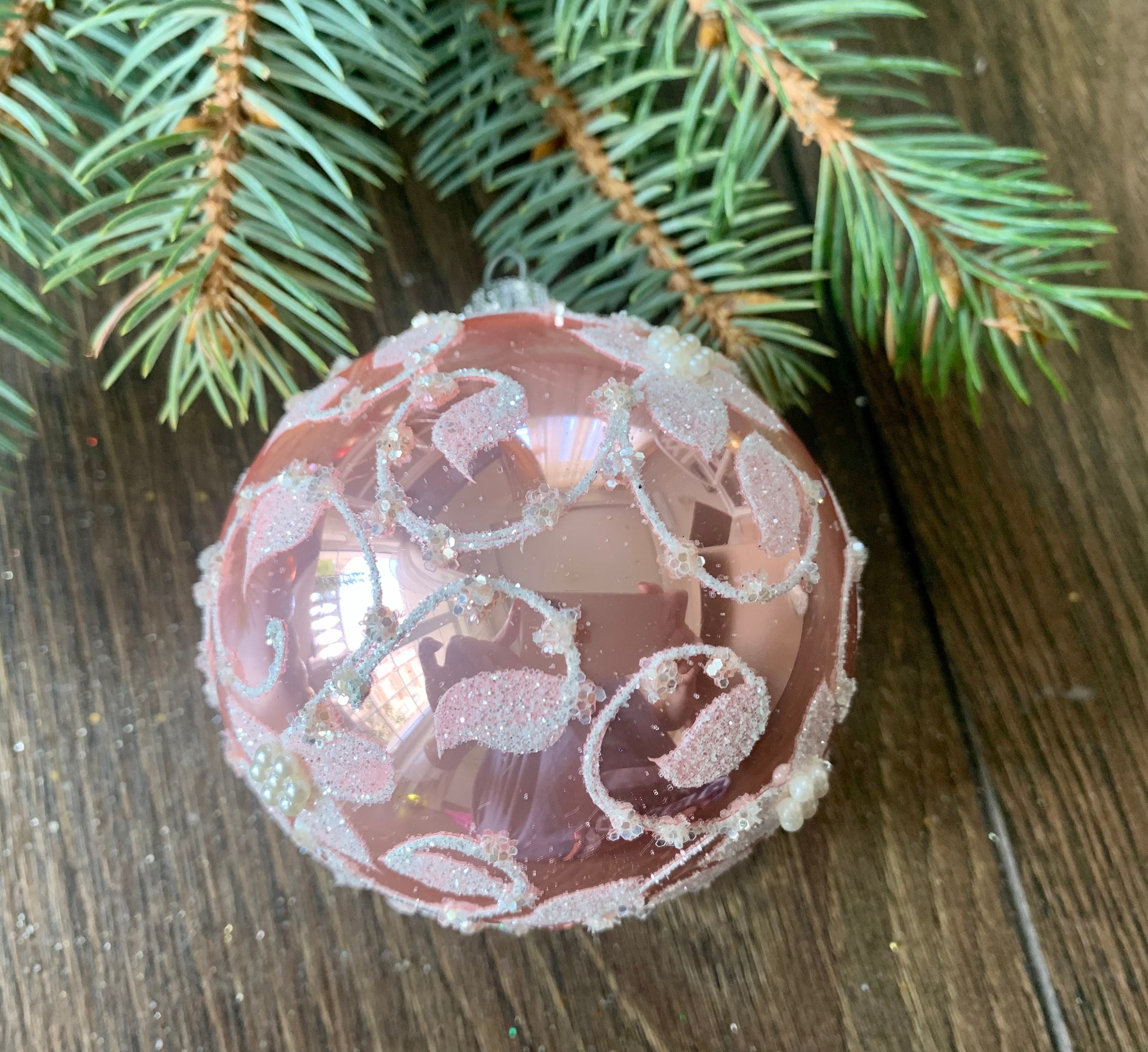 手描きのクリスマスガラスオーナメント、カスタムオーナメント、手描き