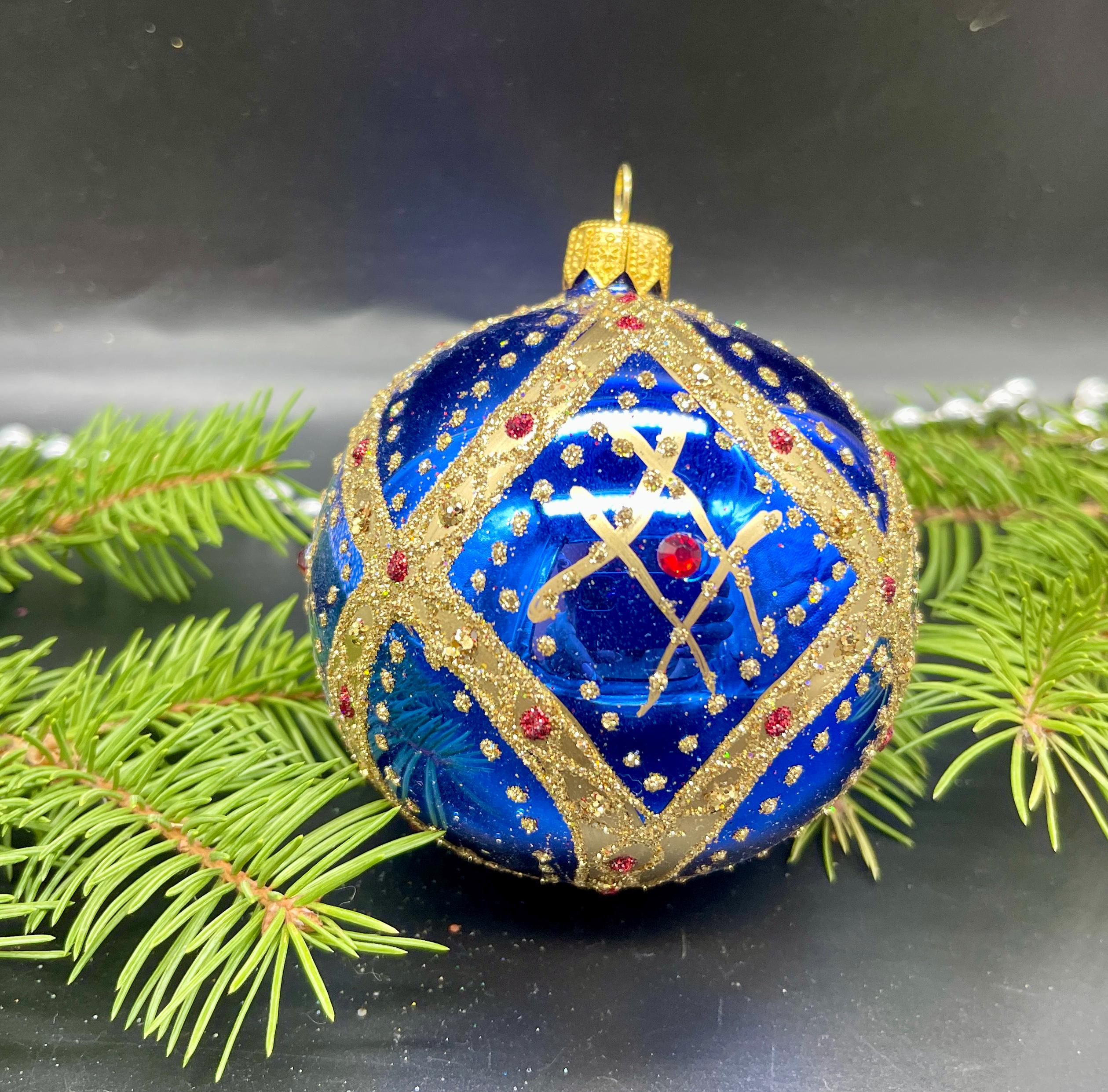 模様付きボール、手描きのクリスマスガラスオーナメント、カスタム