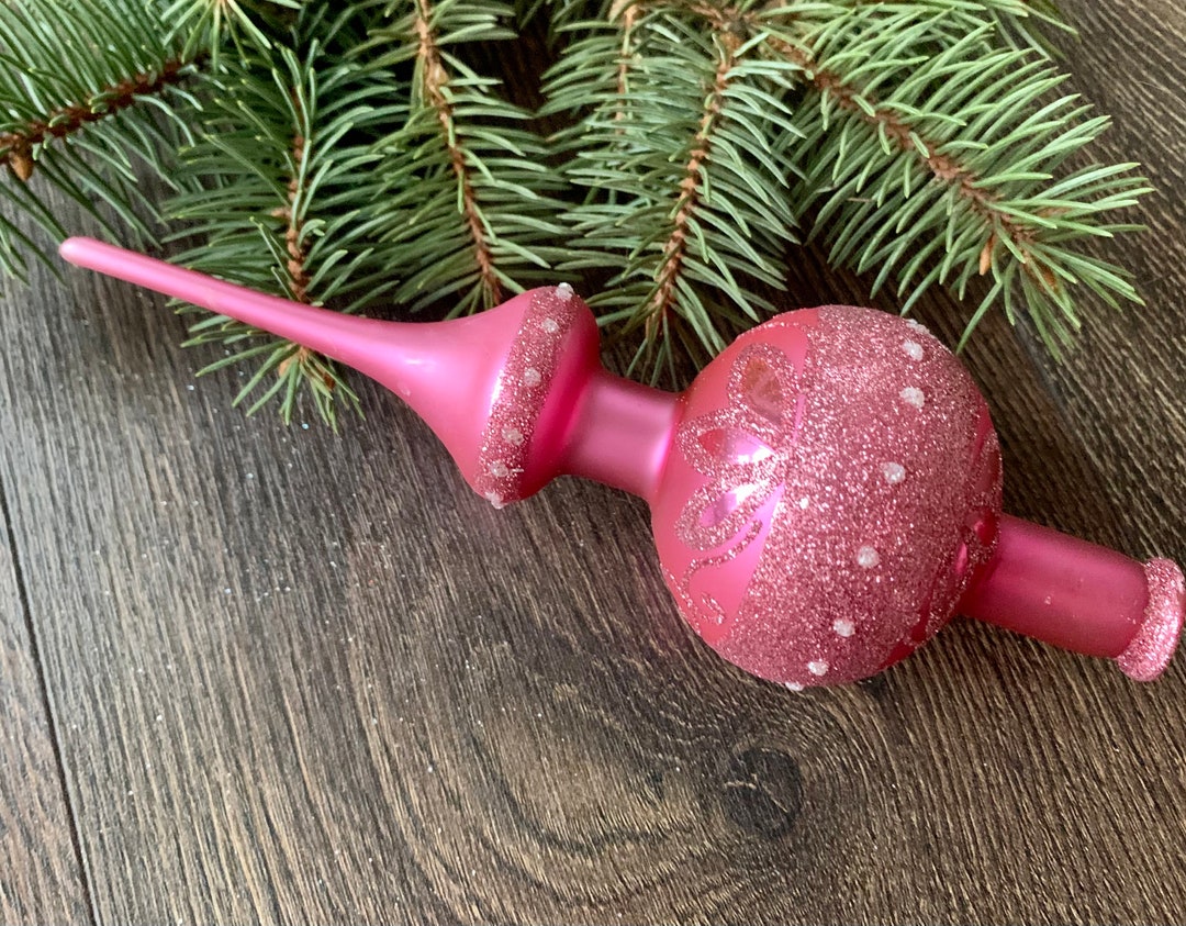 Pink Christmas Glass Tree Topper 18 Cm 7 Inchvintage Tree Etsy