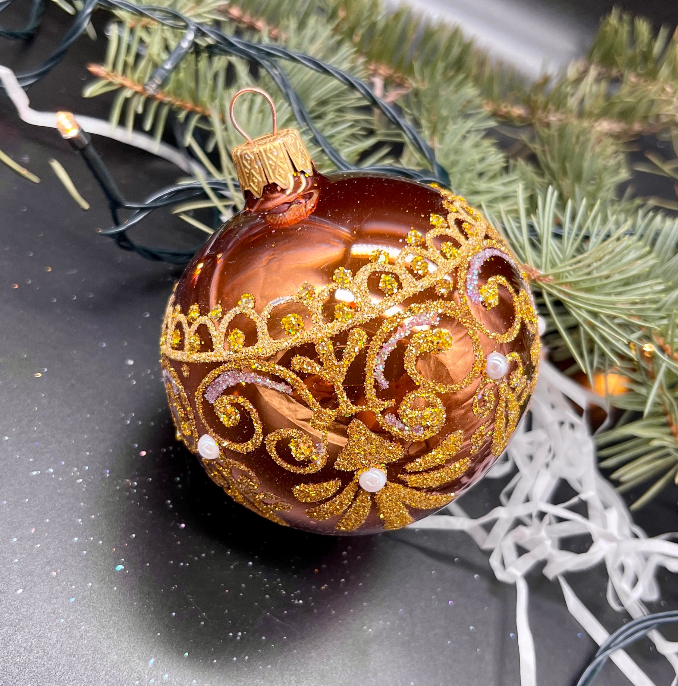 Bronze glass christmas ornaments Clearance