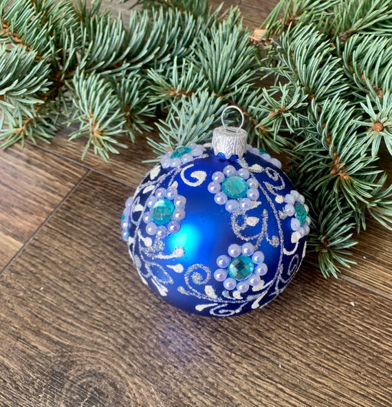 Blue Hand painted Christmas Glass Ornaments custom Ornaments hand Painted Christmas Tree Glass Ornament christmas Decoration 2022 Etsy UK