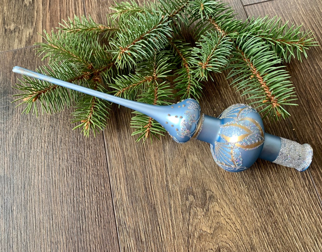 Christmas Glass Tree Topper 27cm 10.8 Inch, Vintage Tree Topper