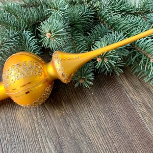 GOLD Christmas glass tree topper 10 inch, vintage tree topper Christmas spire, Holiday decor, Gifts ideas, Winter decor, Xmas 2025