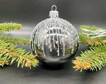 Zwart kerstornament geblazen glazen ornamenten vakantie kerstdecor nieuwe huisdecoratie kwikglas glitterornament