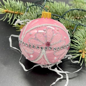 Pink Hand-painted christmas glass ornaments ,Handmade Christmas tree glass ornament, Xmas 2025, Gifts ideas, Holiday decor, Winter decor