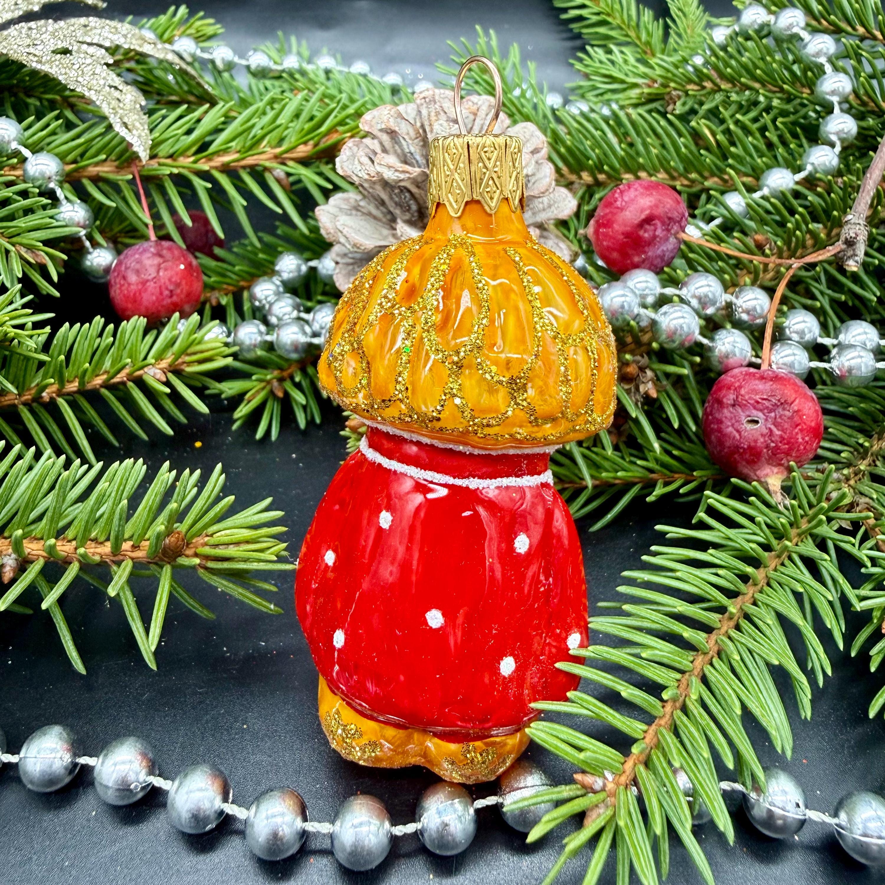 Kuzya クリスマスガラスオーナメント、吹きガラスクリスマス、手作り