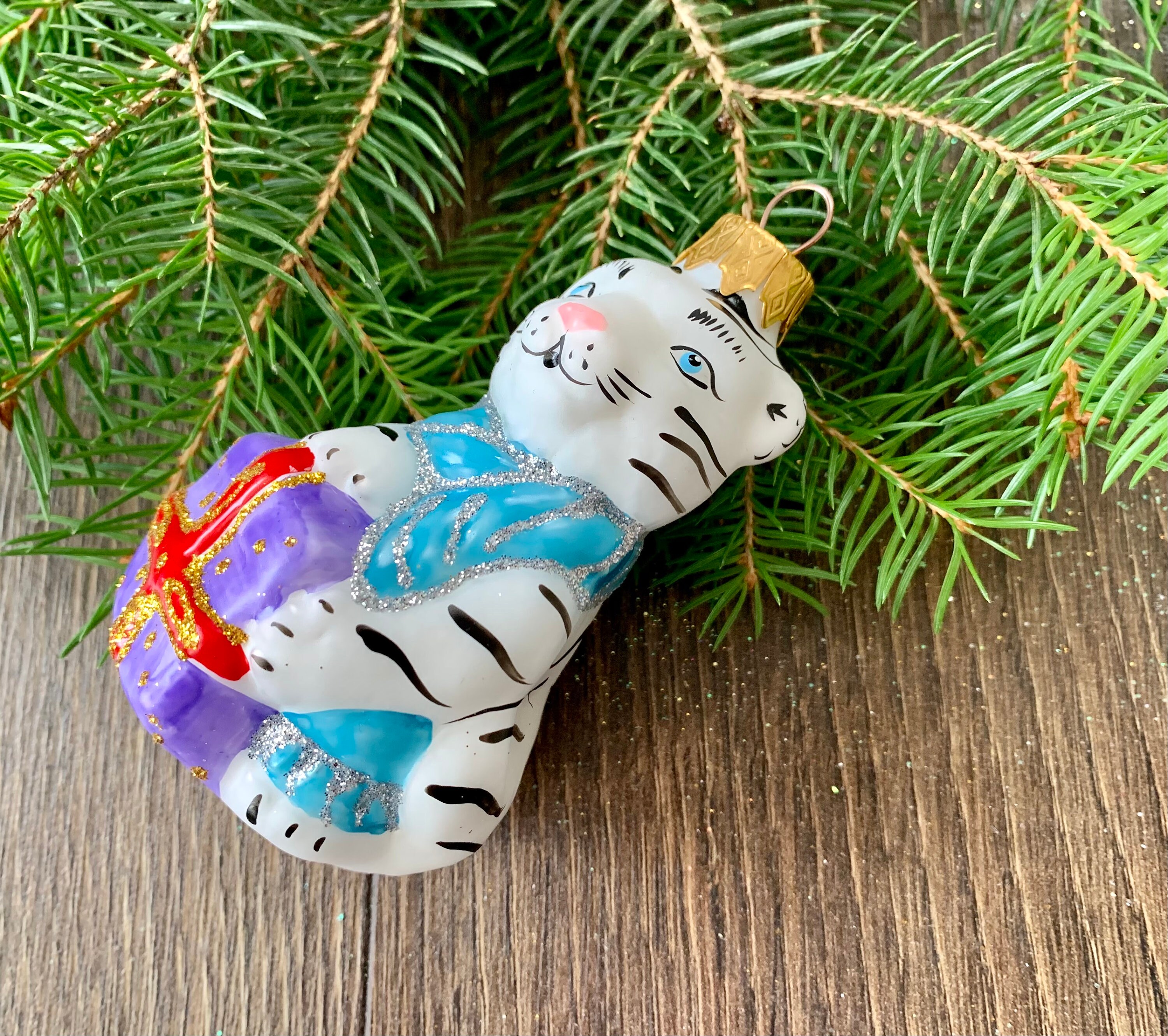 Tiger Christmas Glass Ornaments Blown Glass Etsy UK