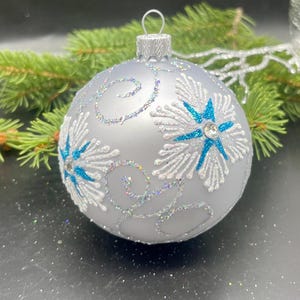 Décorations de Noël bleues en verre soufflé, décoration de paillettes en verre au mercure, Noël 2025, idées cadeaux, décoration de vacances et décoration d'hiver