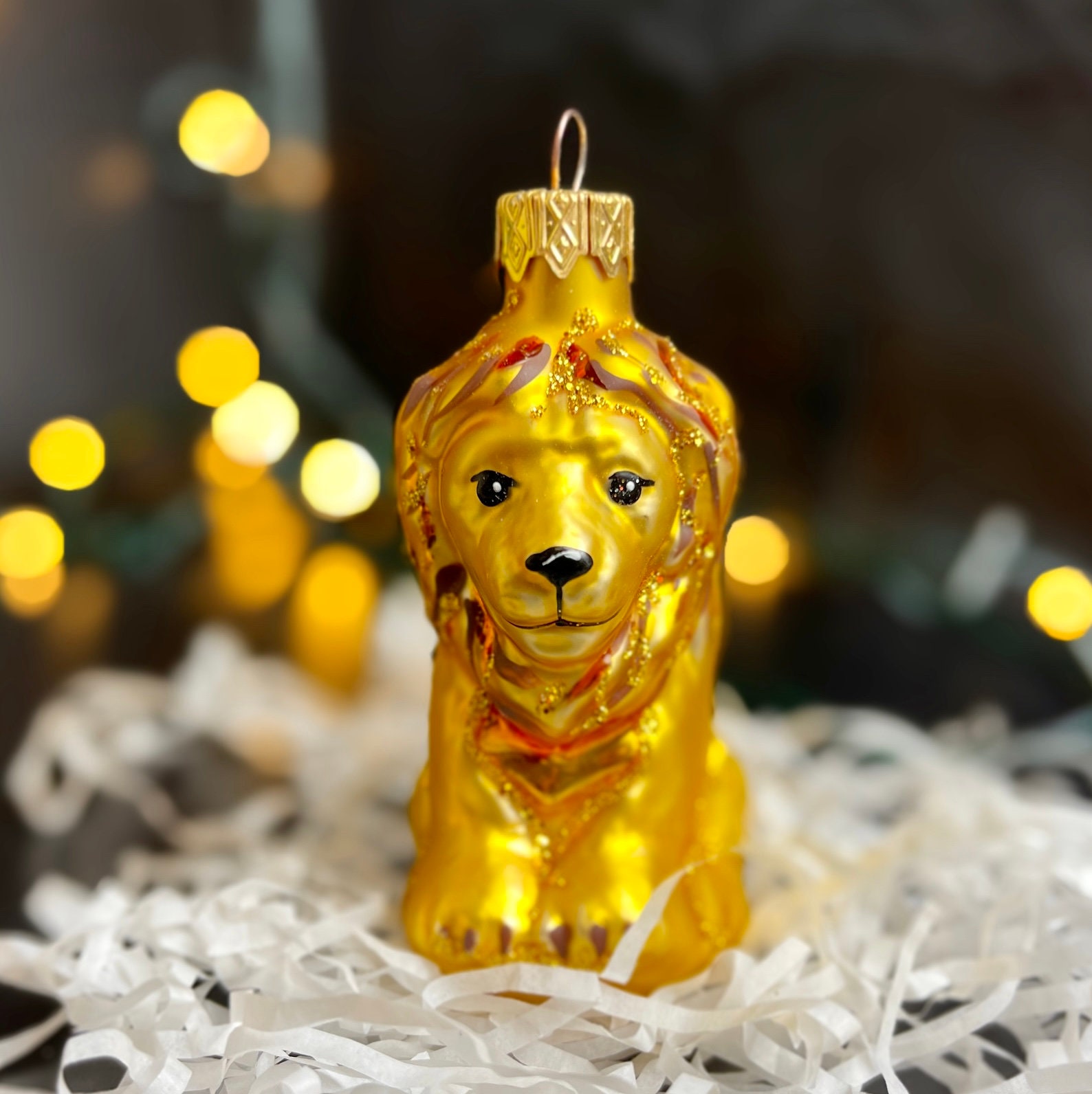 ライオンのクリスマスガラスオーナメント、吹きガラスのクリスマス