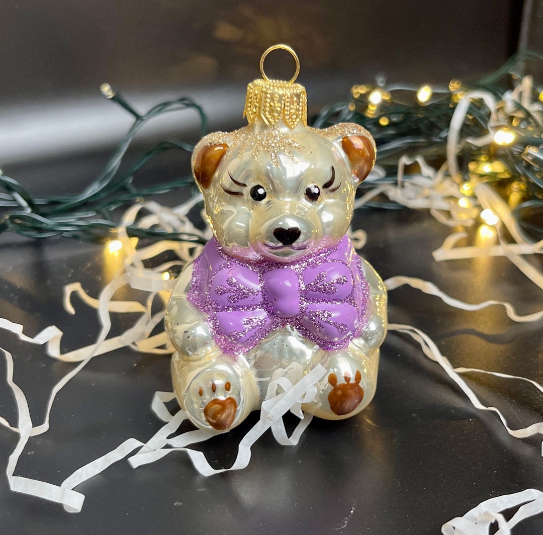 クマのクリスマスガラスオーナメント、吹きガラスのクリスマス、手作り