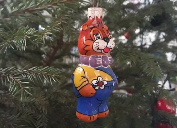 アスティエ　クリスマスオーナメント　ネコ 猫のクリスマスガラスオーナメント、吹きガラスクリスマス、クリスマス