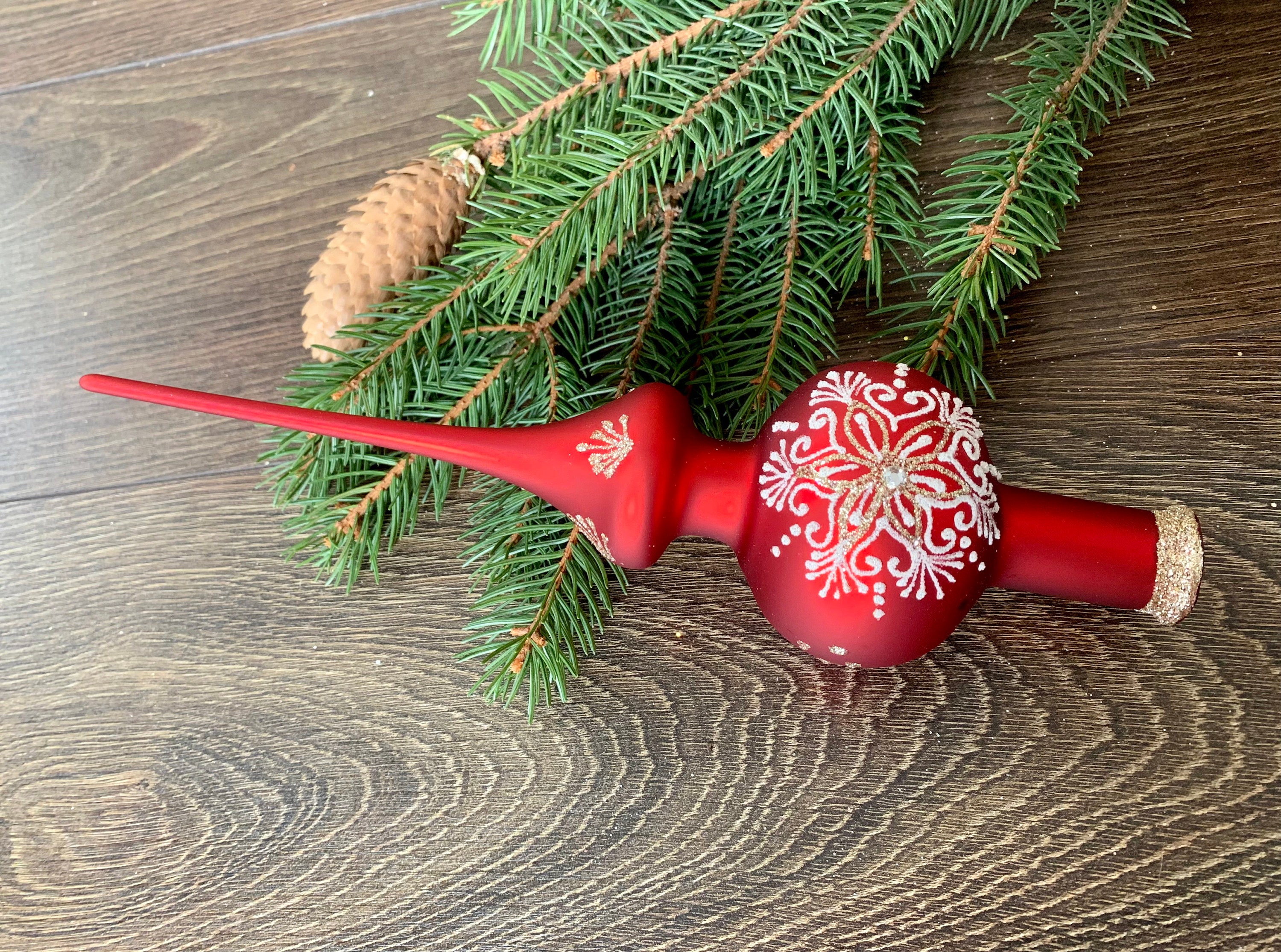 Red glass christmas tree topper Clearance