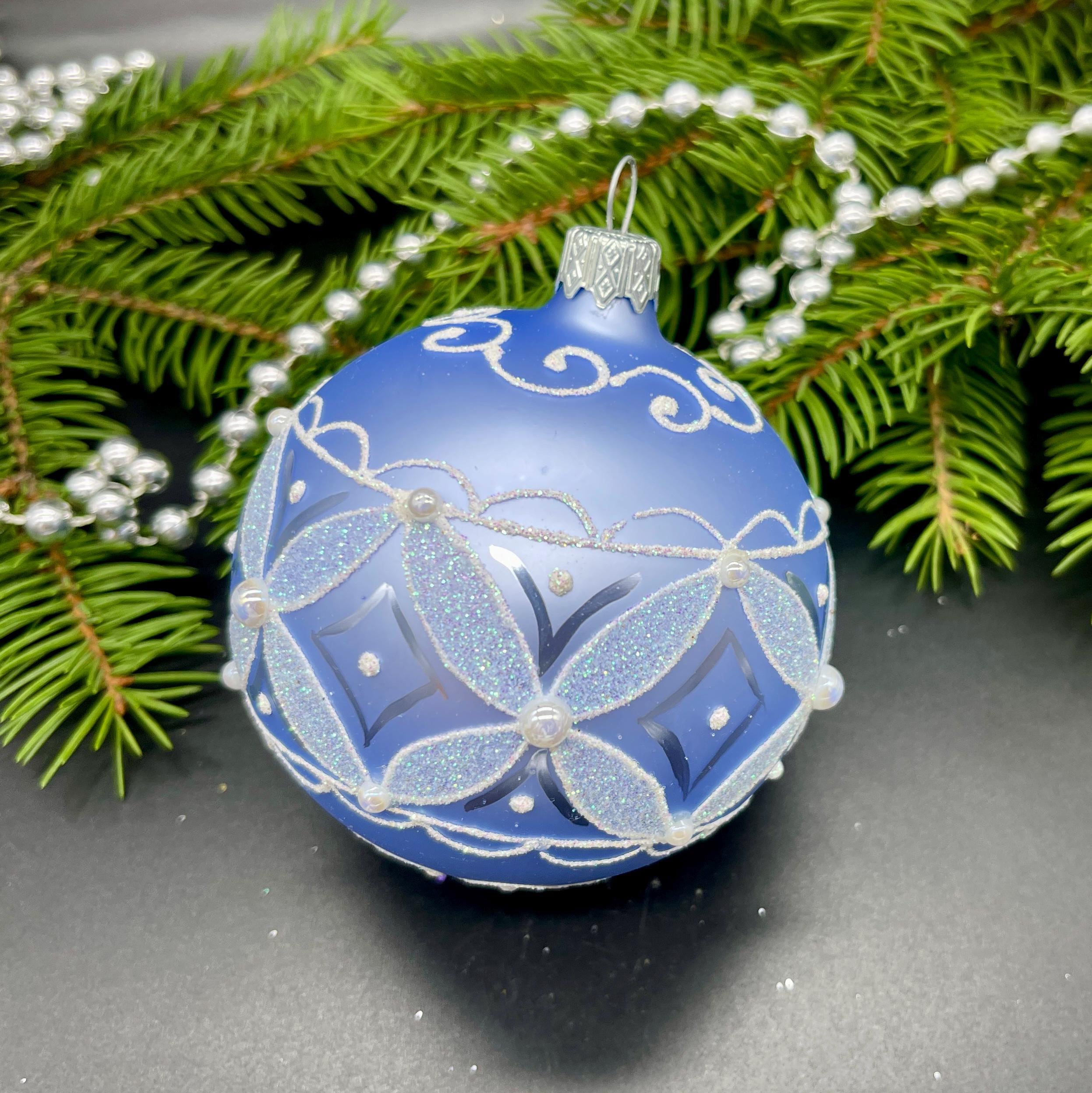 模様付きボール、手描きのクリスマスガラスオーナメント、カスタム