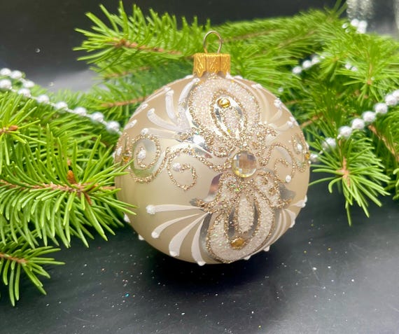 ゴールドクリスマスオーナメント吹きガラスオーナメントホリデー