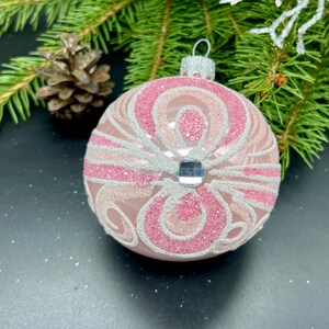 Pink Christmas ornament blown glass ornaments holiday christmas decor Hand painted Xmas 2025,Gifts ideas, Holiday decor, Winter decor