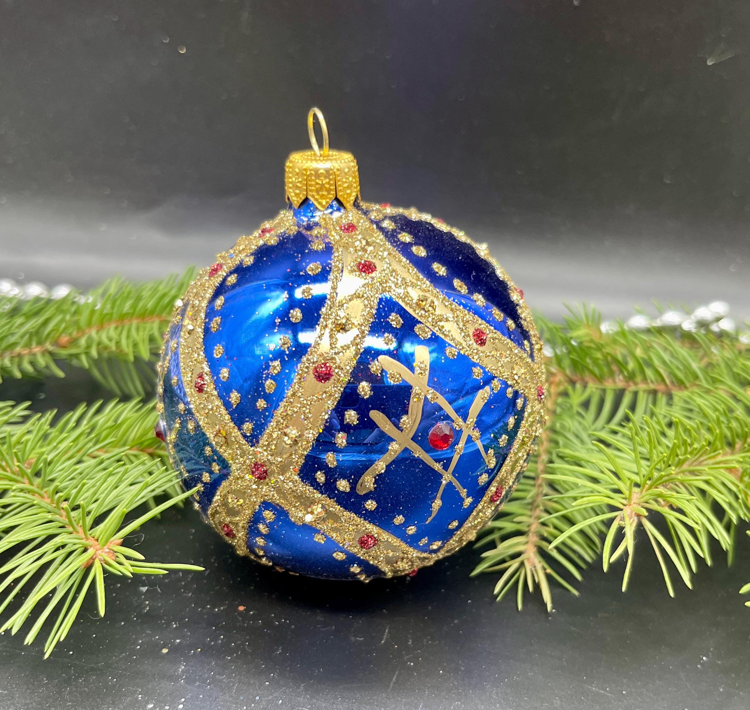 模様付きボール、手描きのクリスマスガラスオーナメント