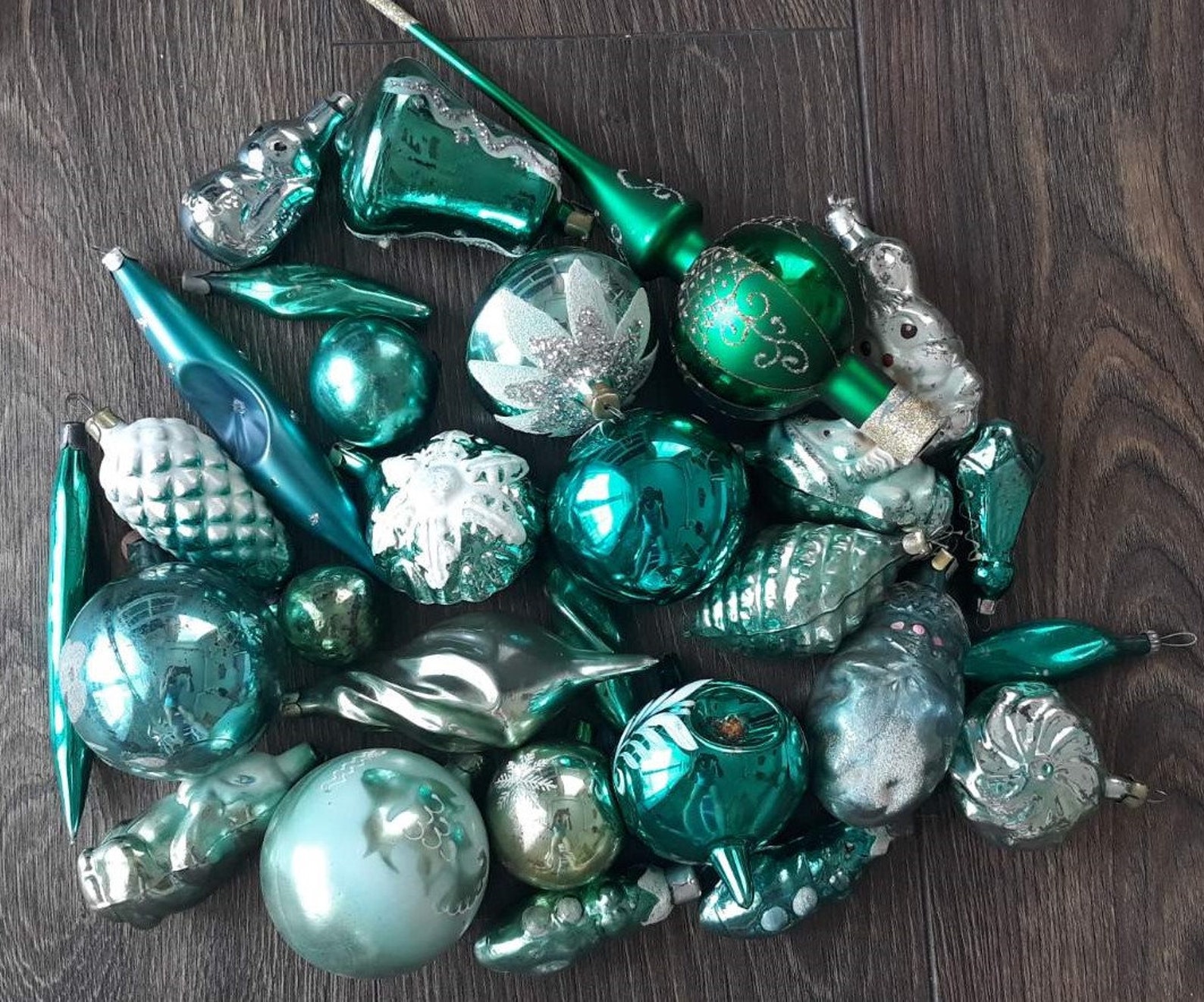 30 Green Christmas Glass Ornaments christams Tree Etsy