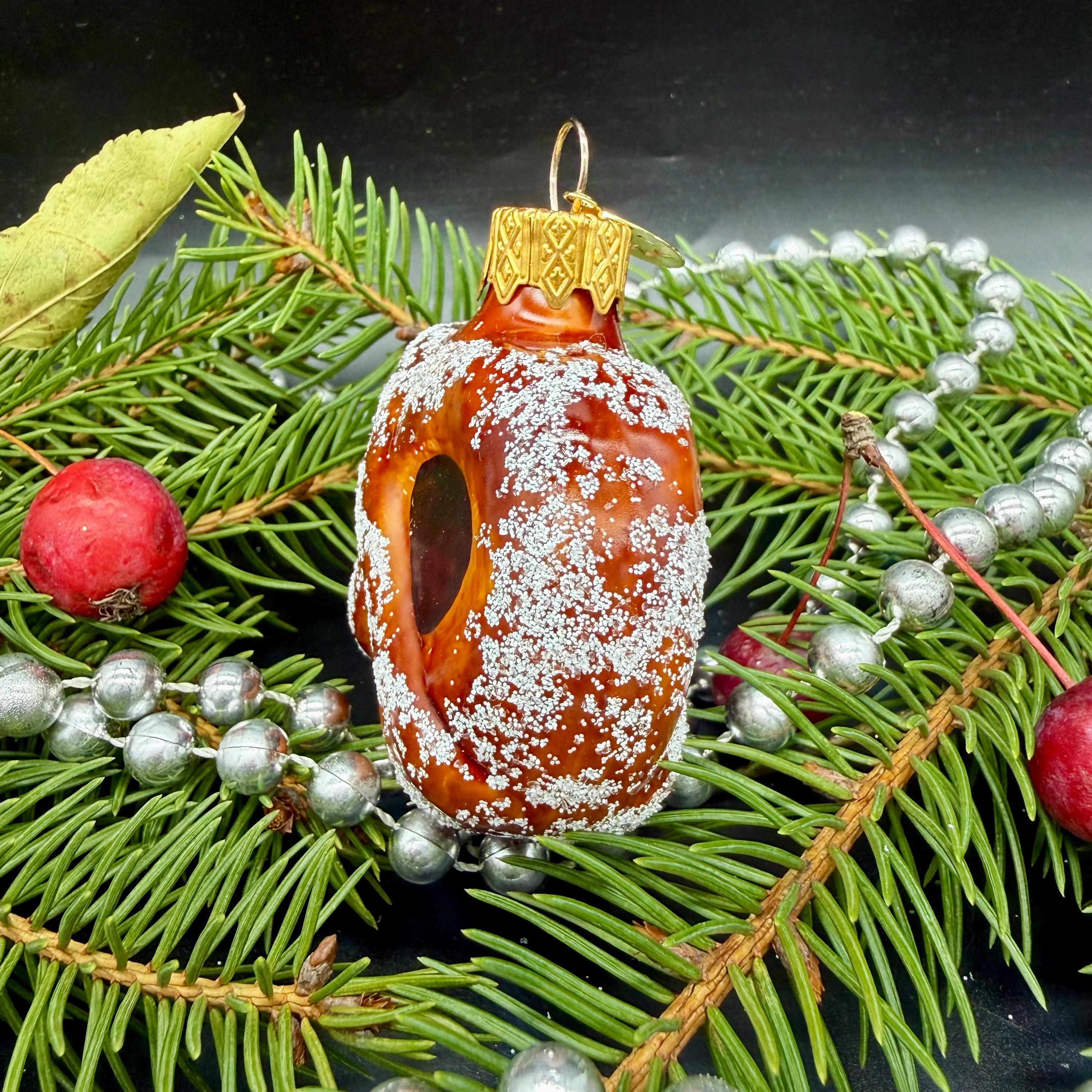 プレッツェルのクリスマスガラスオーナメント、吹きガラスのクリスマス