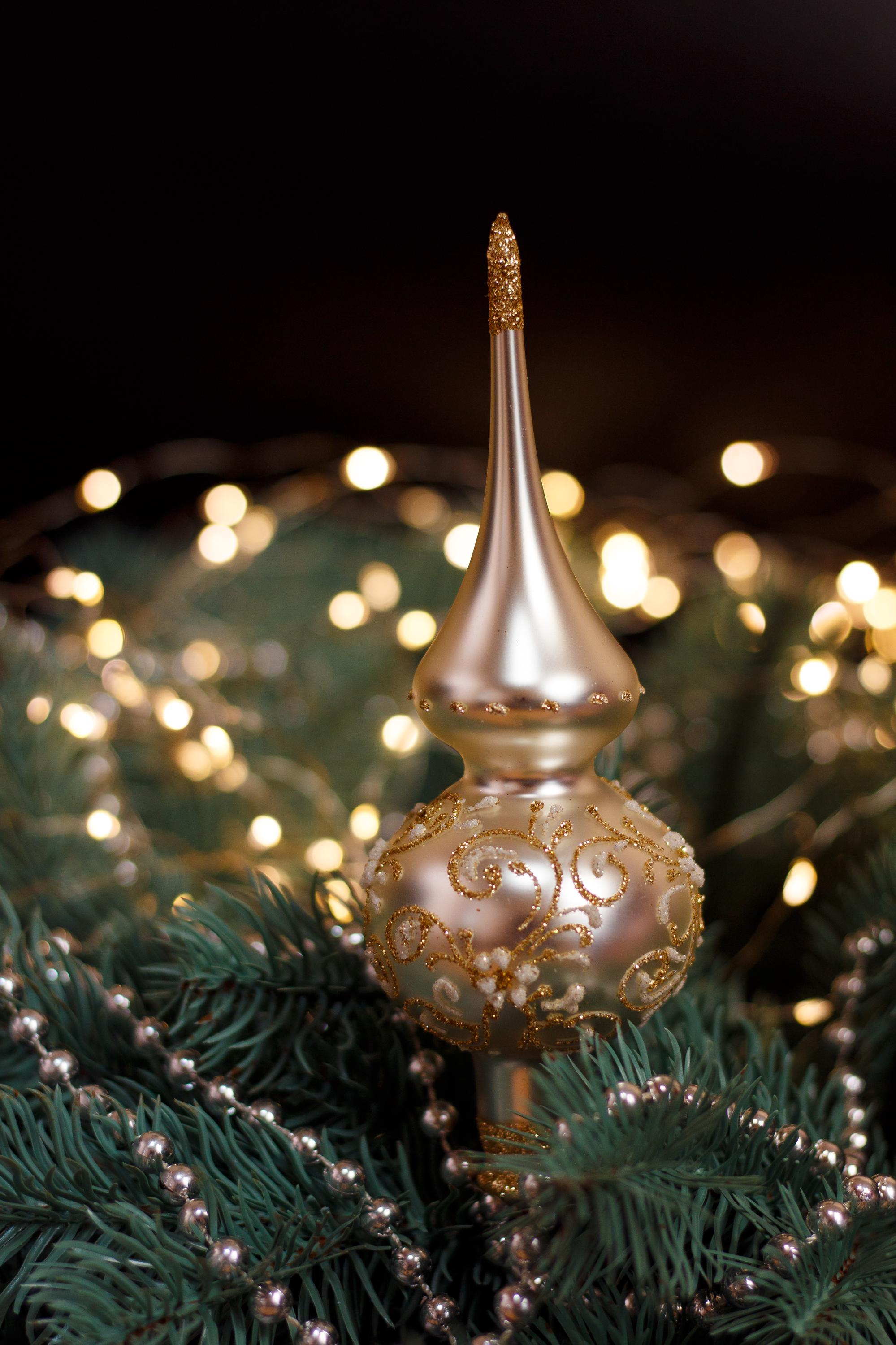 クリスマスガラスツリートッパー 18 cm (7インチ)、ヴィンテージツリー