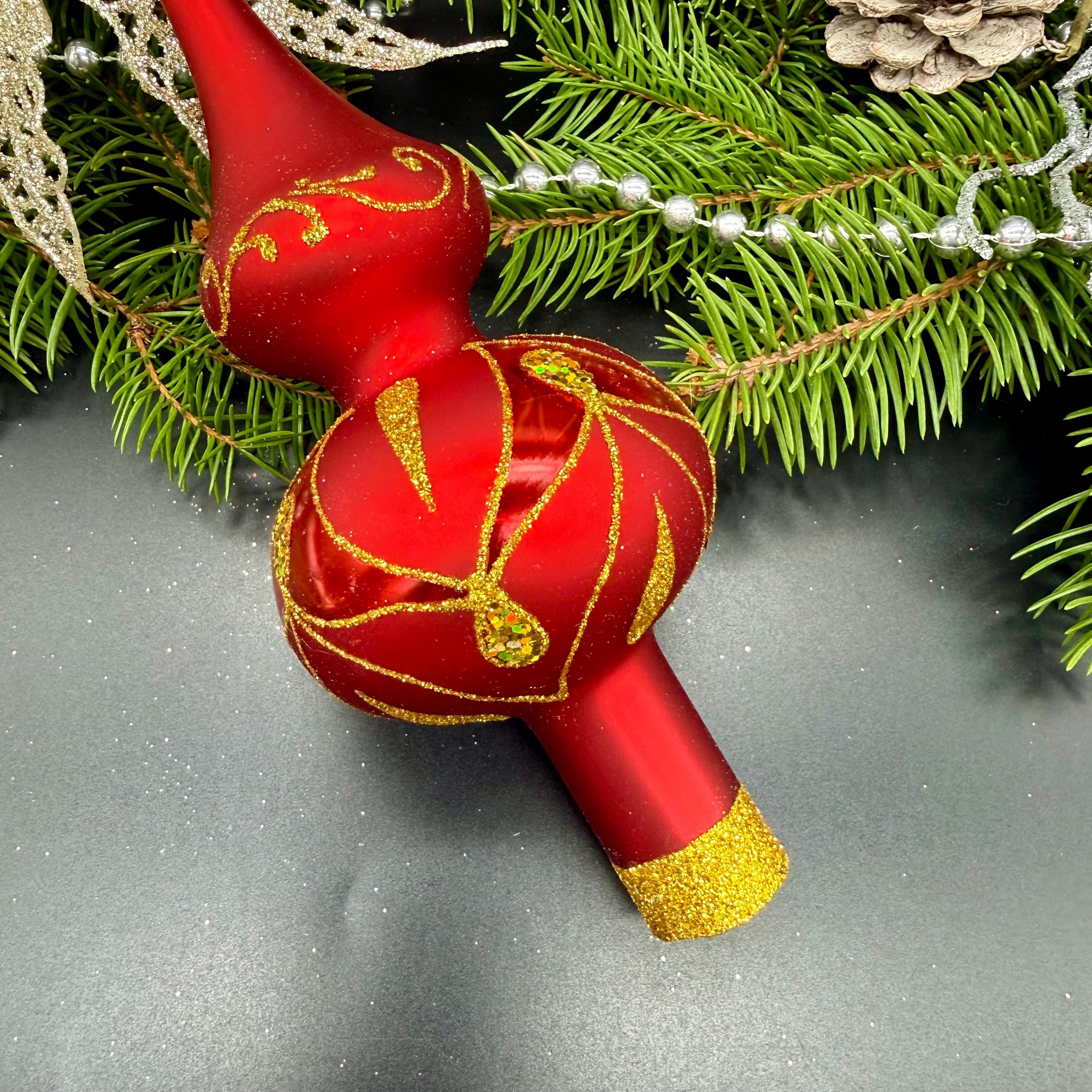 Vintage Weihnachtsbaumspitze Aus Samt, 28cm, Rot/braun - Elegante Baumspitze Für Die Festtagsdekoration