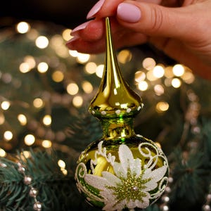 Christmas glass tree topper 18 cm ( 7 inch),vintage tree topper Christmas tree ornaments,Christmas spire,Xmas 2025,Gifts ideas, Winter decor