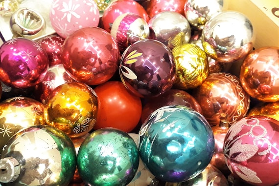 50 Assorted Glass Christmas Tree Ball Ornaments assortment Xmas Antique Balls vintage Decor midcentury Ornament Winter Holidays Decorations Etsy UK