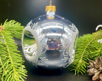 大きな青いクリスマスインデントオーナメント吹きガラスオーナメント