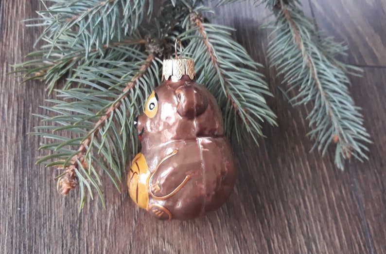 Christmas Gift, Blown Glass Christmas,Christmas glass ornaments Christmas tree glass ornament Bear with Honey Christmas glass ornaments
