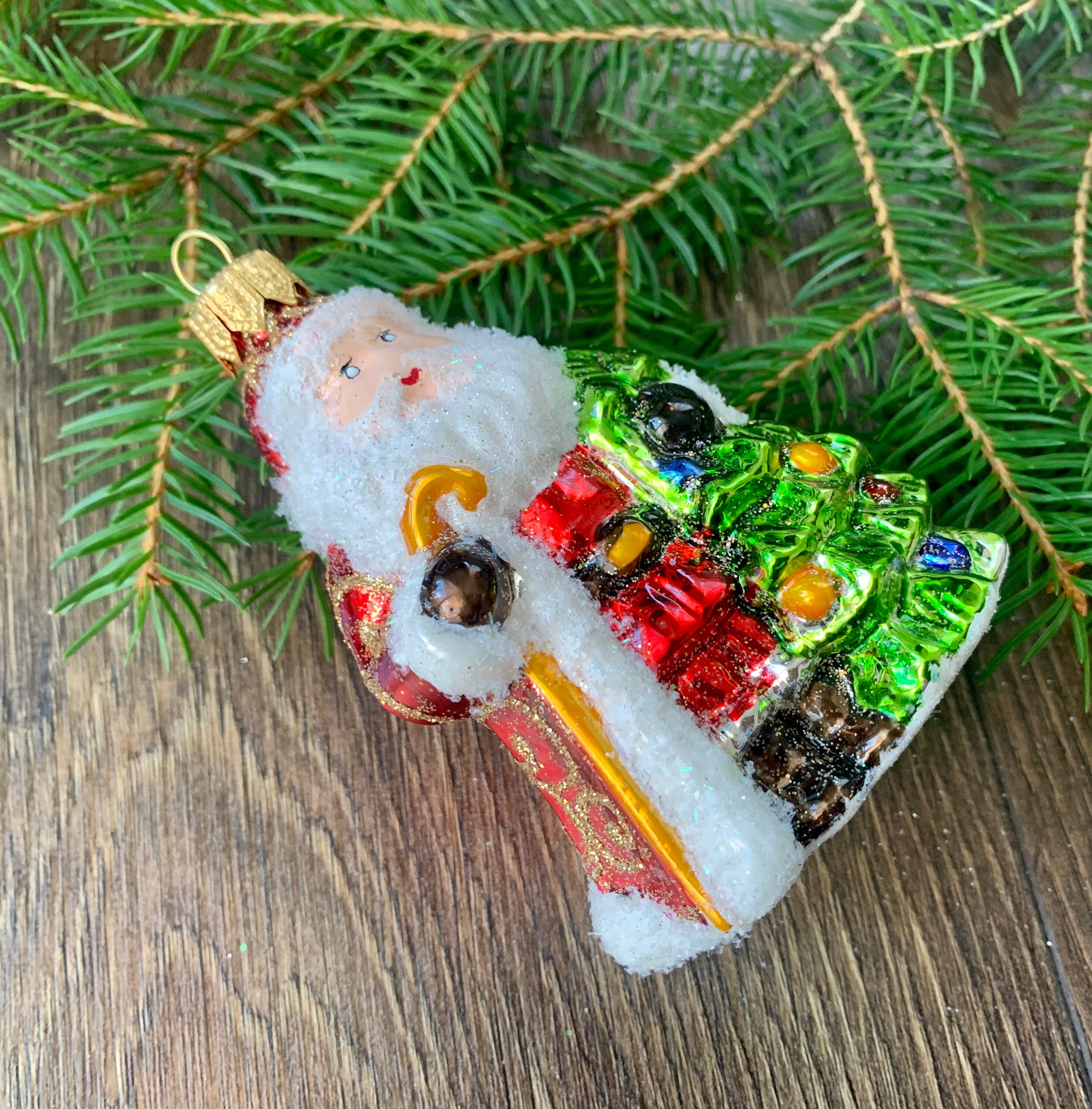 Santa Christmas glass ornaments Blown Glass | Etsy