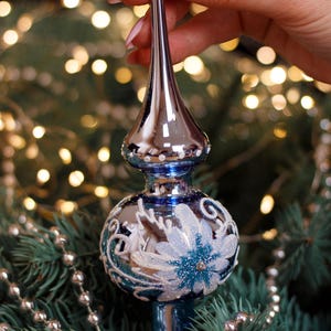 Christmas glass tree topper 18 cm ( 7 inch),vintage tree topper Christmas tree ornaments,Christmas spire,Xmas 2025,Gifts ideas, Winter decor