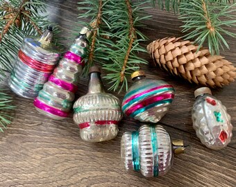 クリスマスガラスオーナメント6個セット、ソビエトガラスオーナメント