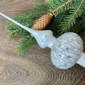 Whiter Christmas glass tree topper 12 inch,vintage tree topper Christmas tree ornaments, Christmas tree spire,Xmas 2025, Holiday decor