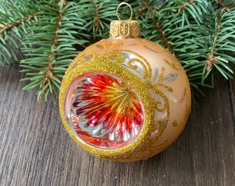 Handmade indent glass ornament,Christmas gift,Blown Glass Christmas,Handmade Christmas glass ornaments,Handcrafted Christmas ornament,