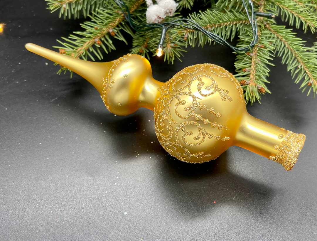 Gold Christmas Glass Tree Topper 18 Cm 7 Inchvintage Tree Etsy