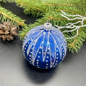 Décorations de Noël bleues en verre soufflé, décoration de paillettes en verre au mercure, Noël 2025, idées cadeaux, décoration de vacances et décoration d'hiver