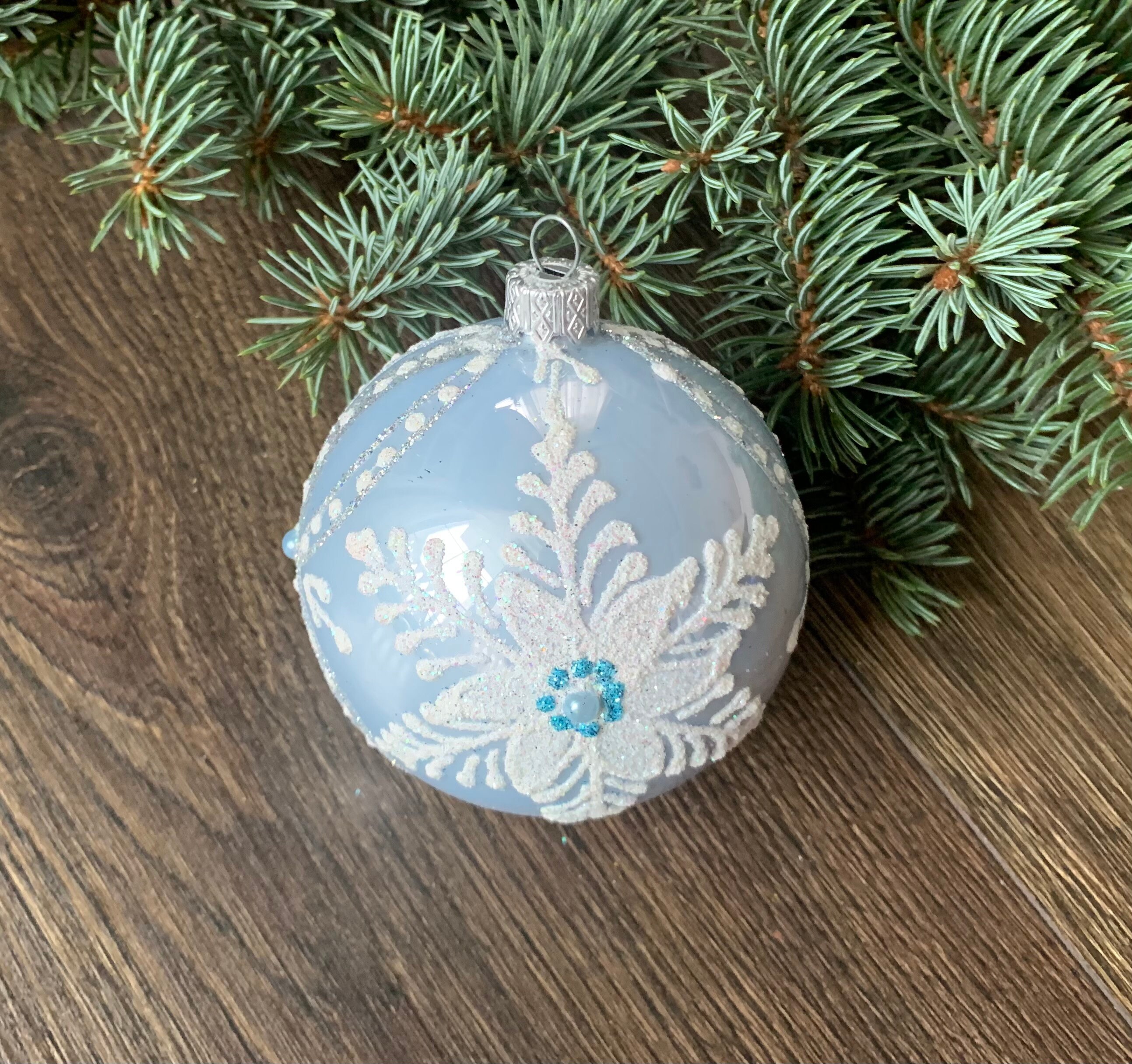 手描きのクリスマスガラスオーナメント、カスタムオーナメント、手描き