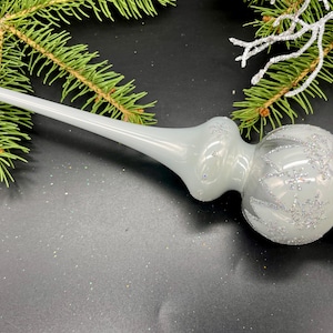 Unique Handmade White Glass Christmas Tree Topper - Festive Holiday Decor, Handcrafted winter Decoration