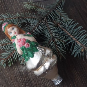 Girl Christmas glass tree topper 20cm, vintage tree topper Christmas tree ornaments ornament, Christmas tree topper top, Christmas