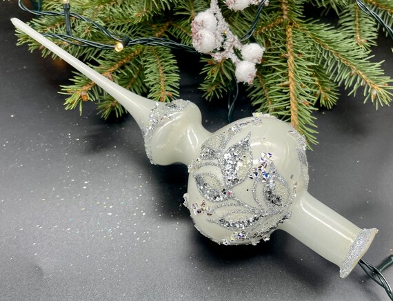 ❁とんがりガラスツリー ❁ホワイト❁クリスマス❁☞sale中‼︎ ホワイトクリスマスガラスツリートッパー 27 cm (10インチ