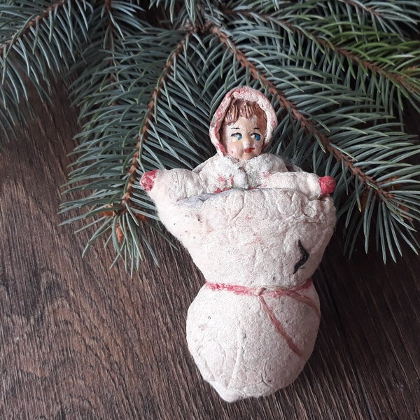 Baby Christmas tree decoration ornament retro, spun cotton Christmas ornaments, 1930 christmas, Retro Christmas, Antique Christmas ornament